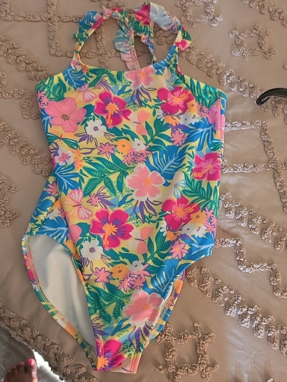 Tropical Floral One-Piece Girls' Swimsuit - Bright Multi